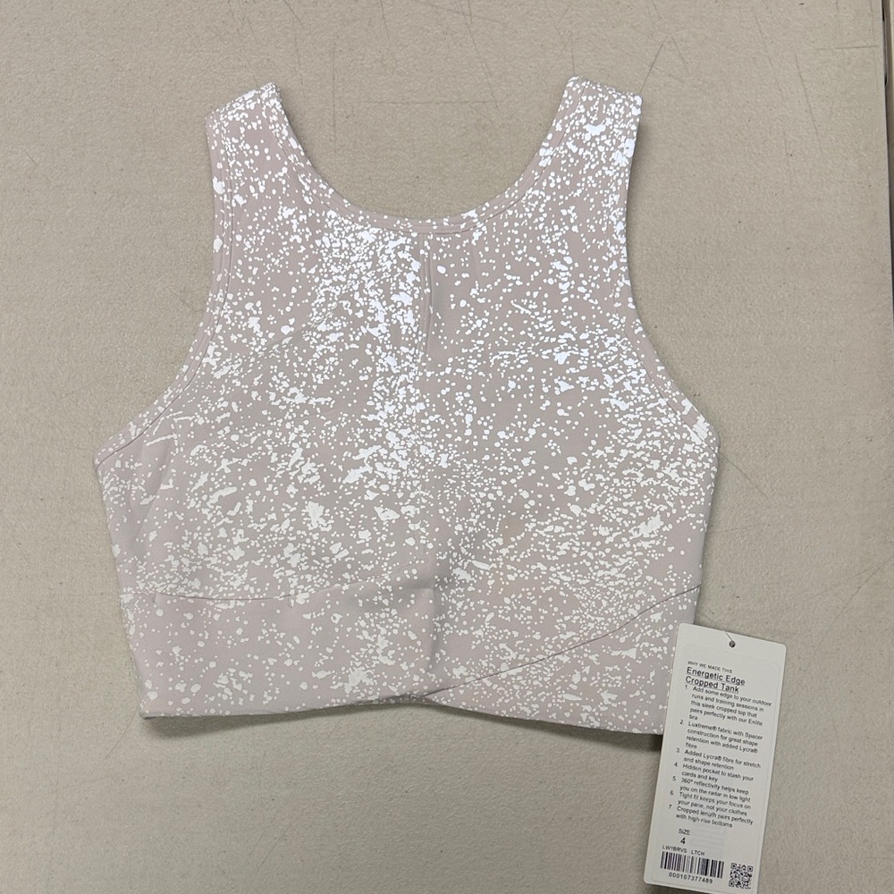 Lululemon Athletica White Speckled Crop Top